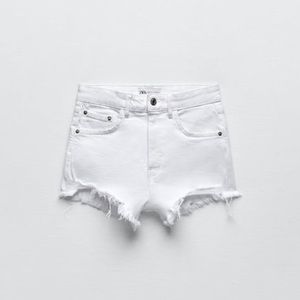 Zara high rise jean shorts white